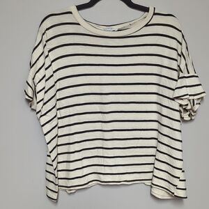 Kayleigh White and Black Striped Blouse